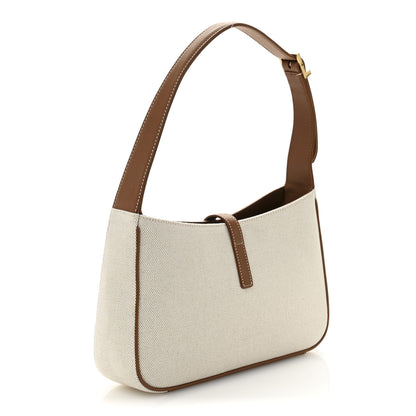 Saint Laurent Smooth Calfskin Canvas Le 5 A 7 Hobo New Senna Masoil White 3 of 12