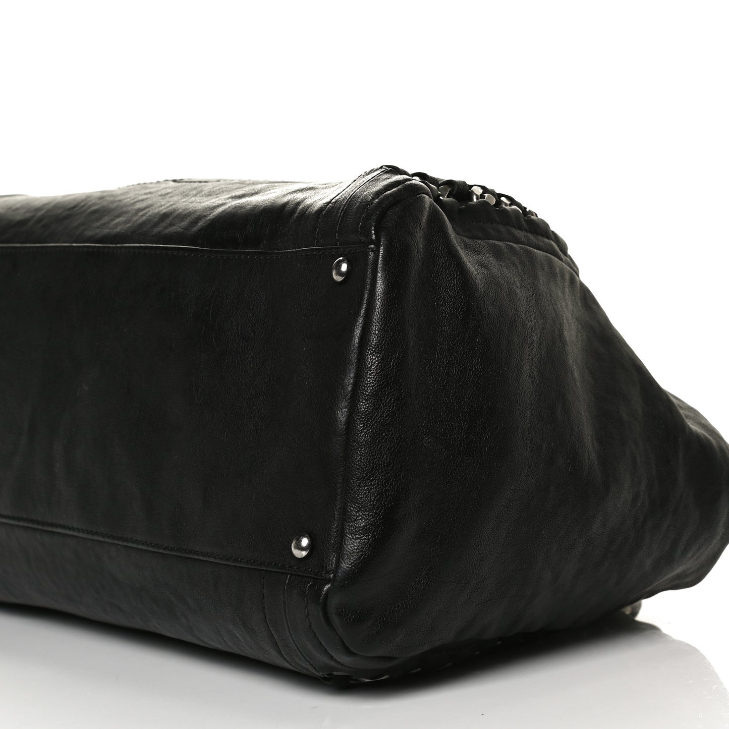Calfskin East West Modern Chain Tote Black