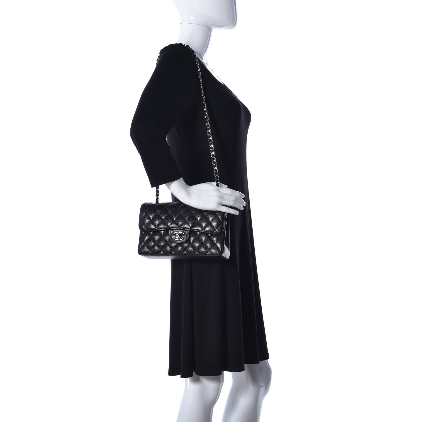 Caviar Quilted Small Double Flap Black