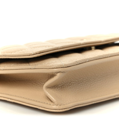 Chanel Caviar Quilted Wallet on Chain WOC Beige 10 of 12