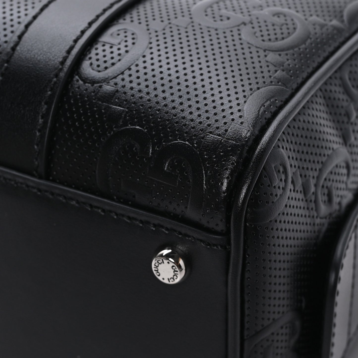 Calfskin GG Tennis Embossed Mini Duffle Bag Black