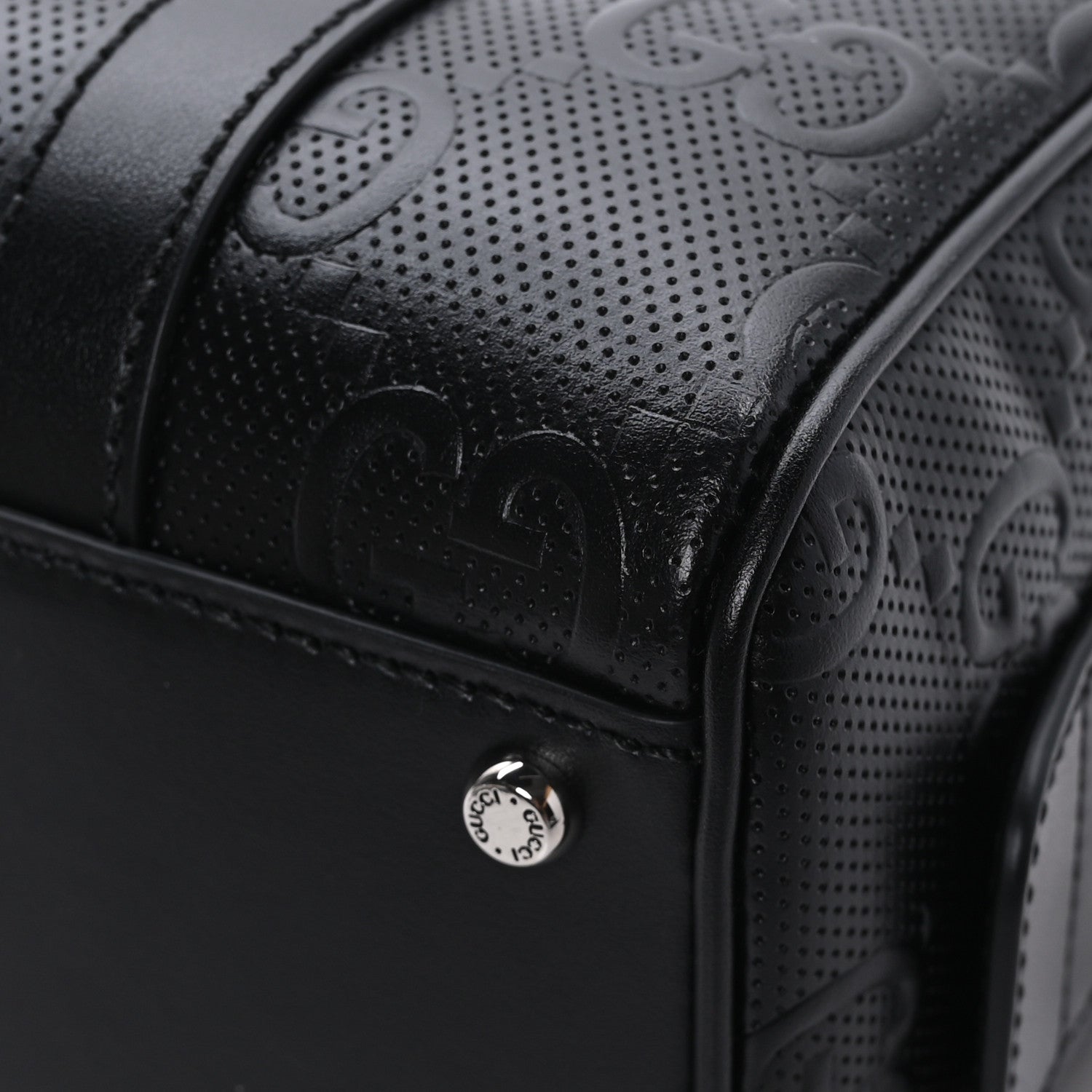 Gucci Calfskin GG Tennis Embossed Mini Duffle Bag Black 9 of 9