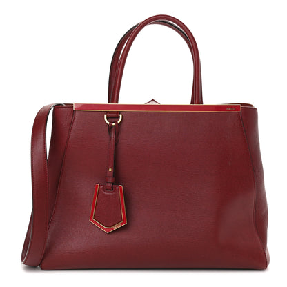 Fendi Vitello Elite Regular 2Jours Tote Rosso Scuro Ciliegia 1 of 9