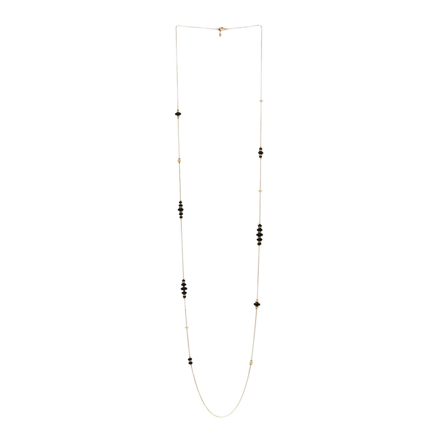 David Yurman 18K Yellow Gold Black Onyx Rio Rondelle Long Station Necklace 3 of 4