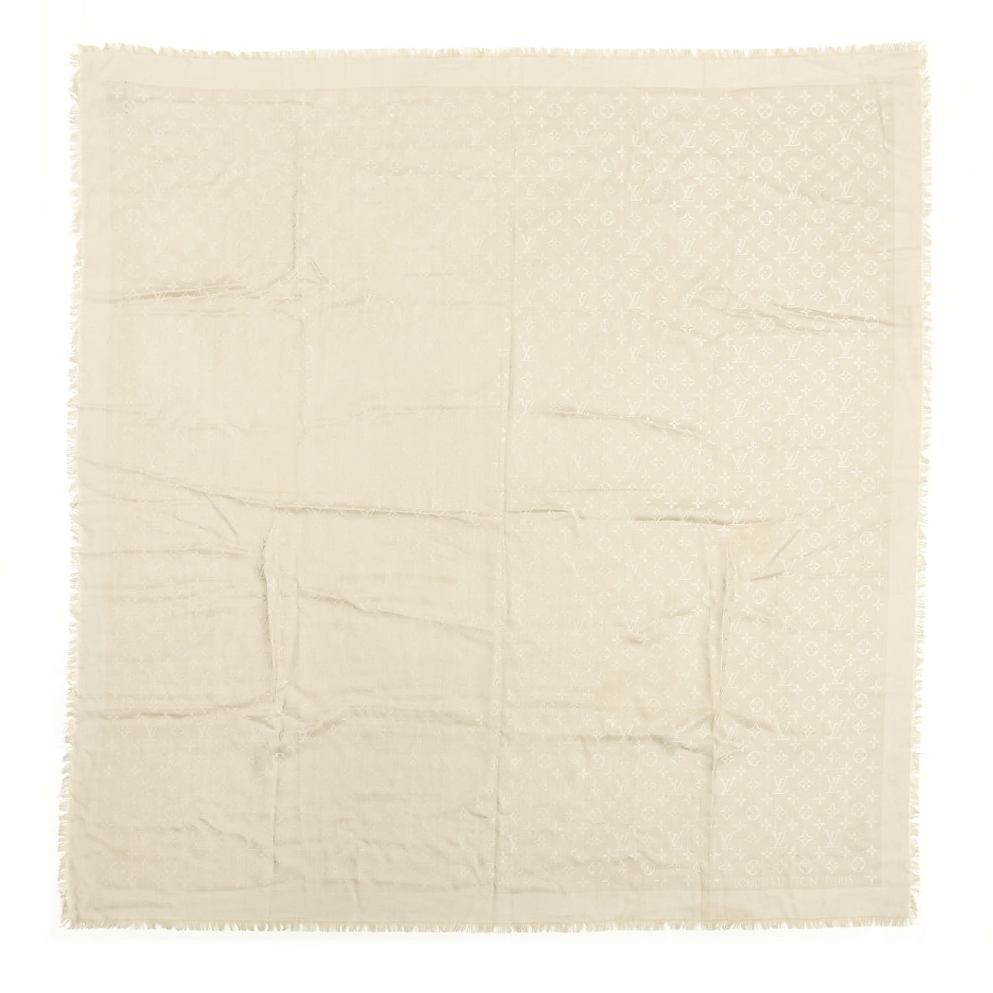 Silk Lurex Wool Monogram Shine Shawl Beige