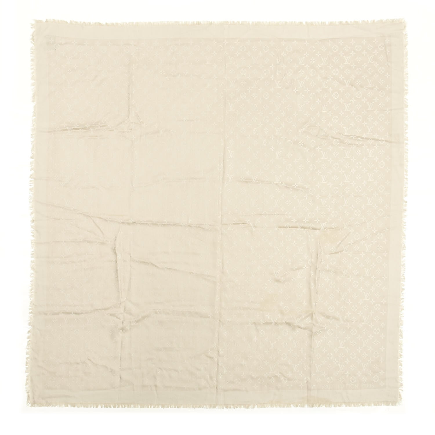 Louis Vuitton Silk Lurex Wool Monogram Shine Shawl Beige 1 of 3