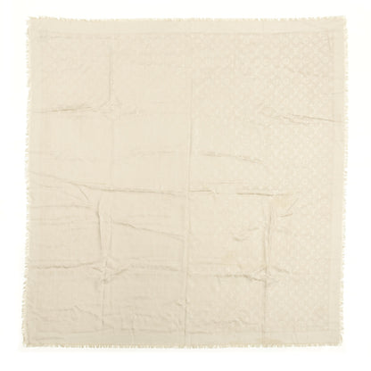 Louis Vuitton Silk Lurex Wool Monogram Shine Shawl Beige 1 of 3