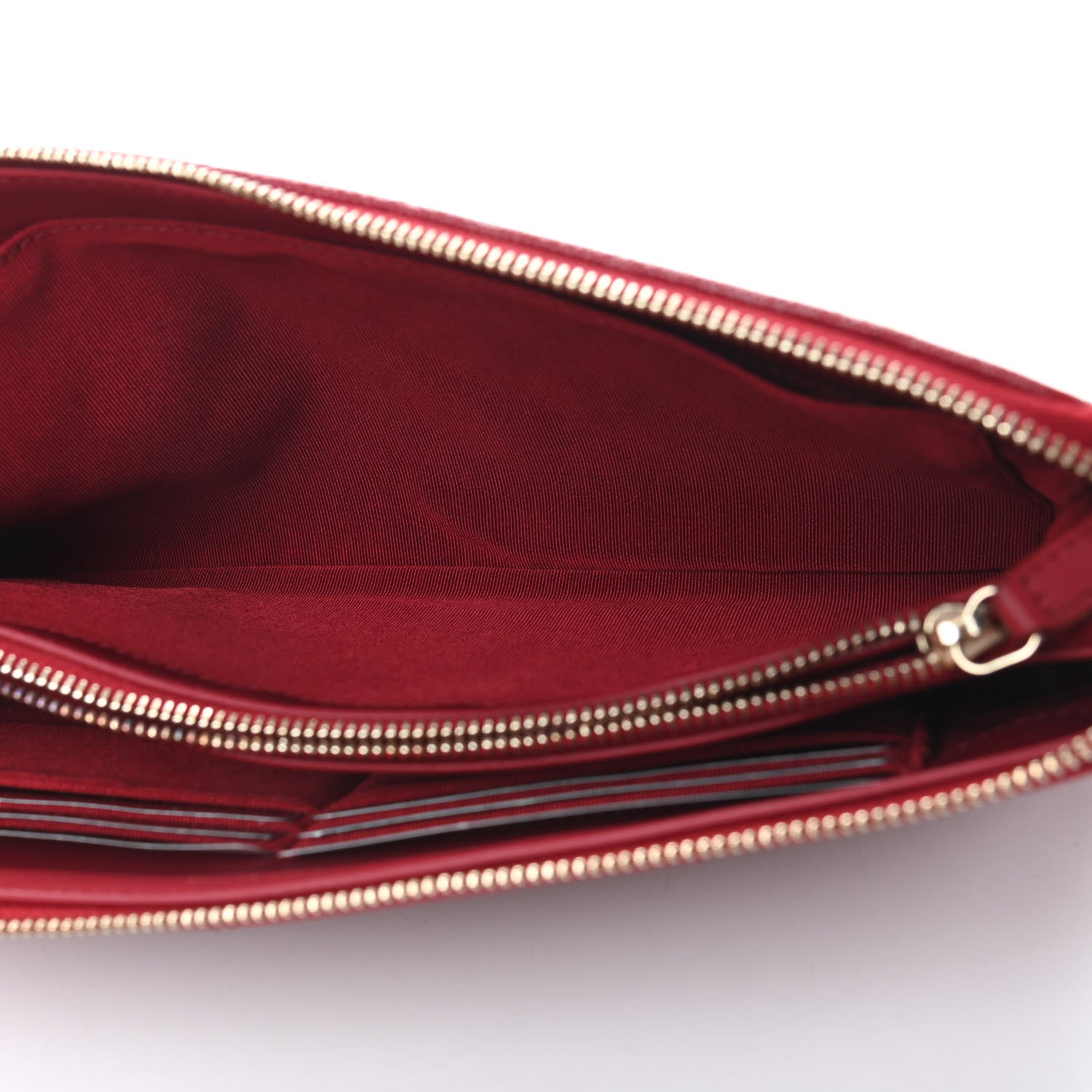 Chanel Caviar Quilted Large Zipped Clutch Red 5 of 10