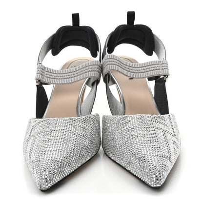 Fendi Colibri Crystal FF Sporty 85mm Slingback Pumps 40 Silver 3 of 8