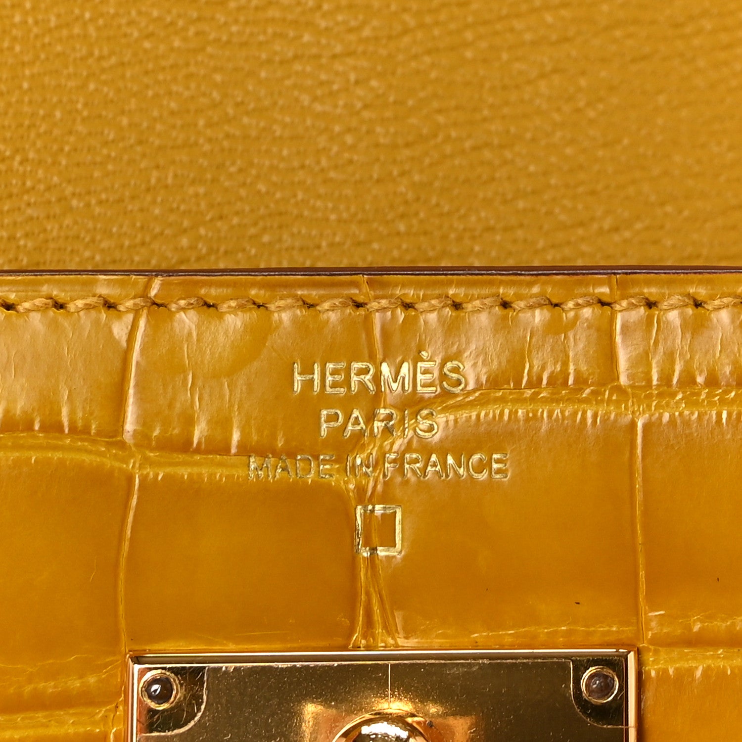 Hermes Shiny Alligator Kelly Longue Wallet Jaune Ambre 6 of 10