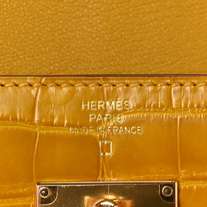Hermes Shiny Alligator Kelly Longue Wallet Jaune Ambre 6 of 10
