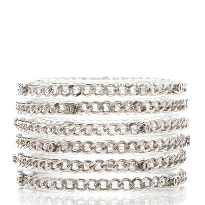Chanel Translucent Resin Chain CC Bracelet Set of 6 Silver 3 of 5