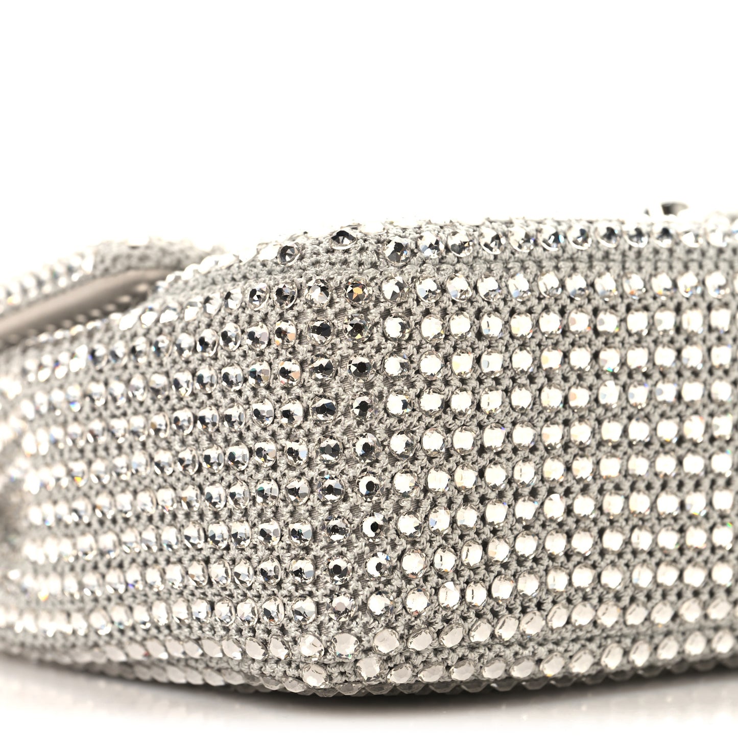 Crochet Strass Evening Flap Bag Silvery