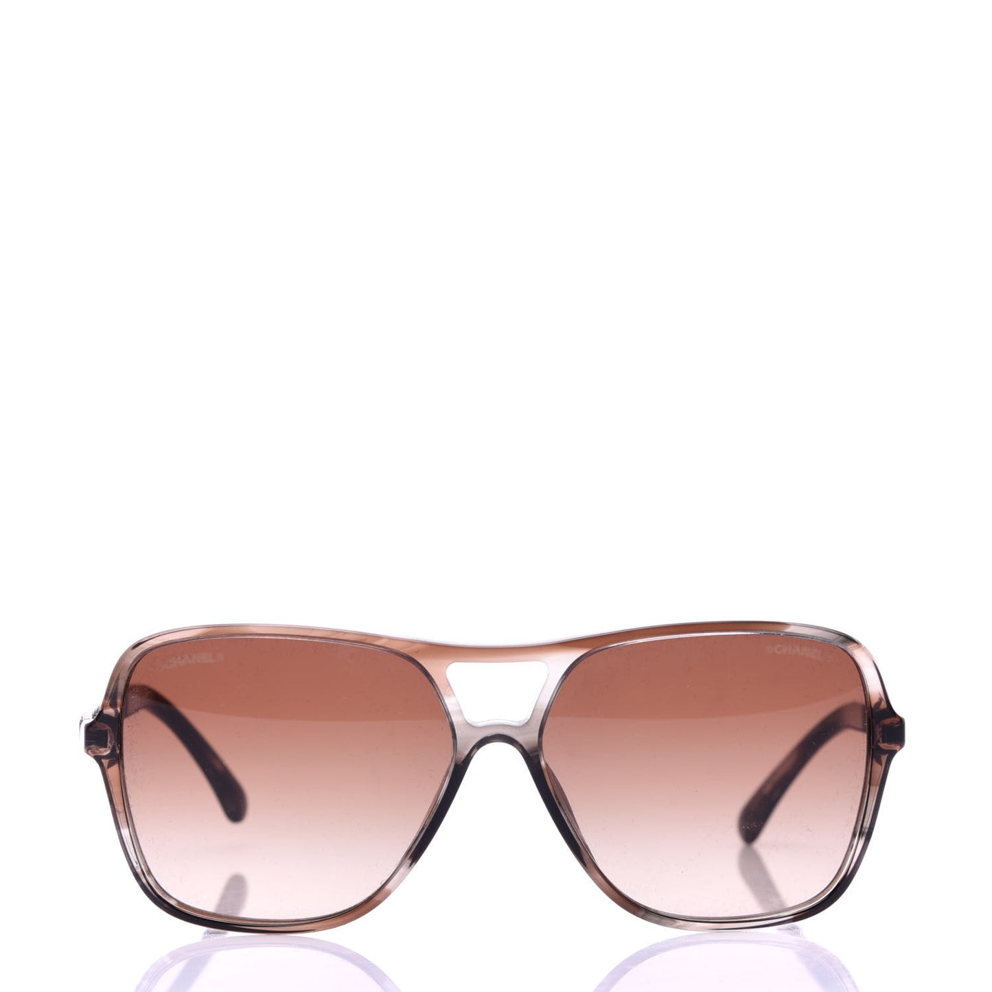 Metal Calfskin CC Chain Pilot Sunglasses 5439-Q Brown