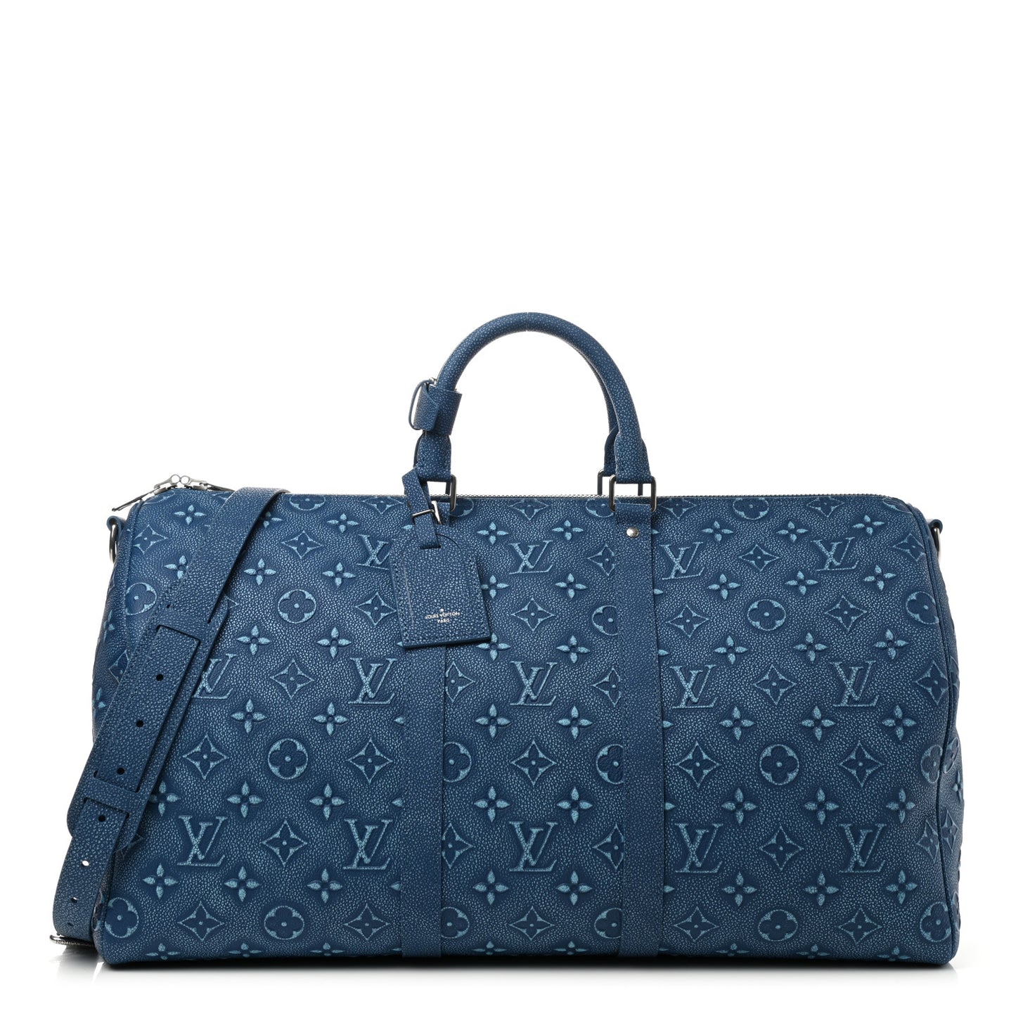 Cowhide Monogram Keepall Bandouliere 50 Denim Blue