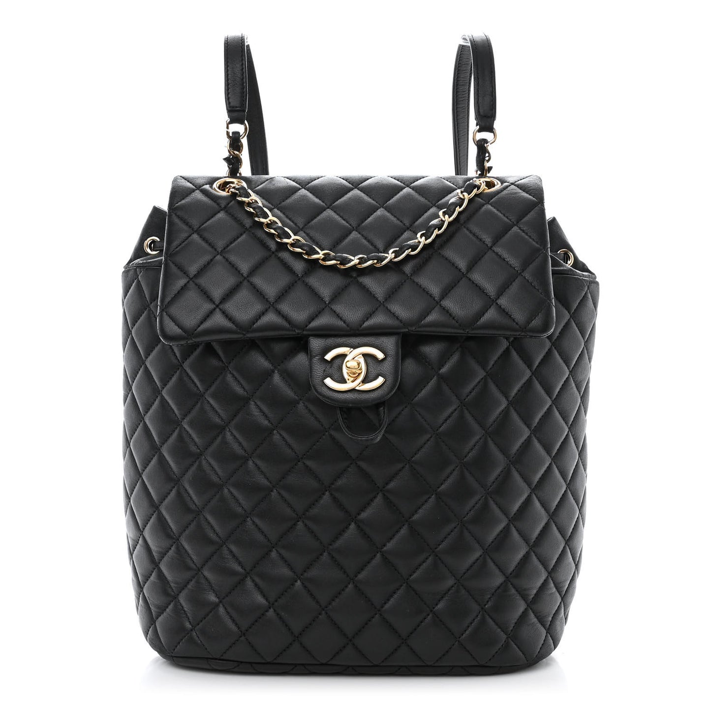 Lambskin Quilted Large Urban Spirit Backpack Black