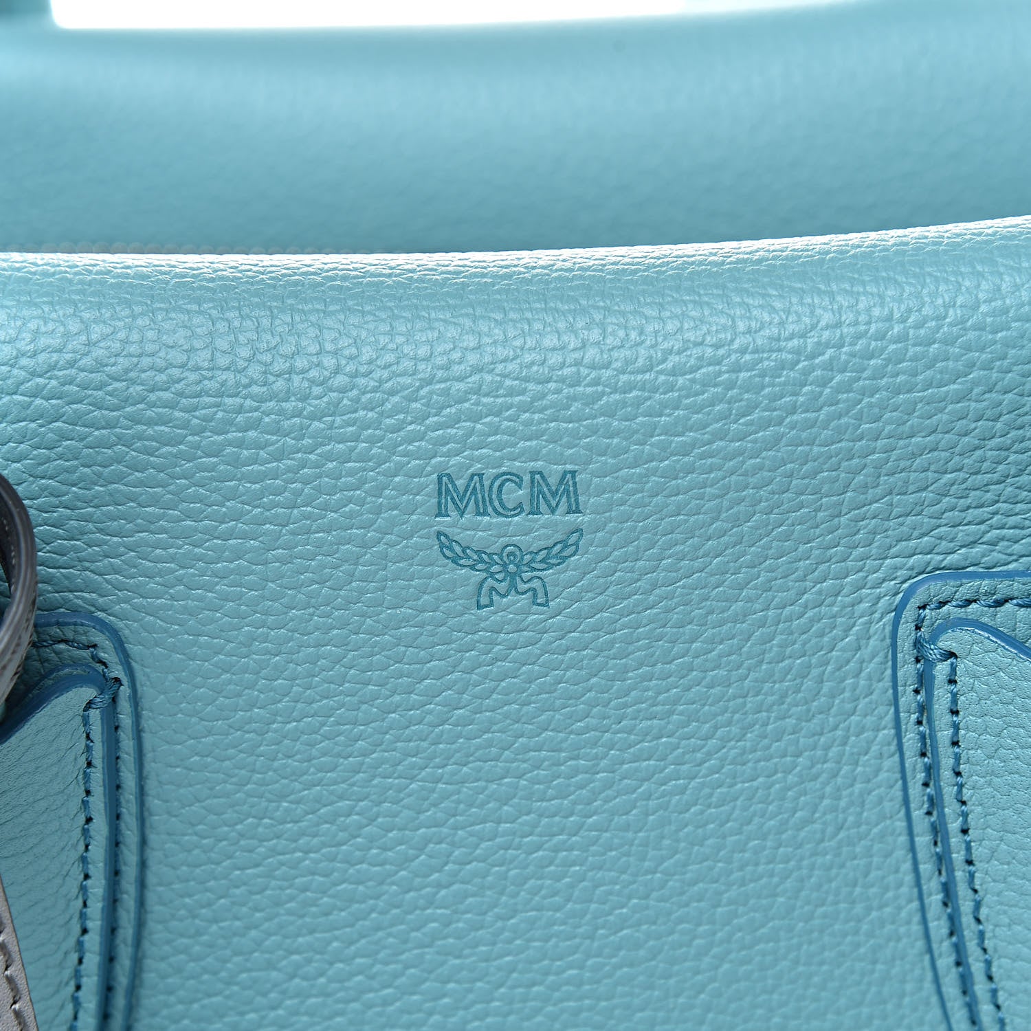 MCM Grained Calfskin Medium Milla Tote Silt Green 7 of 13