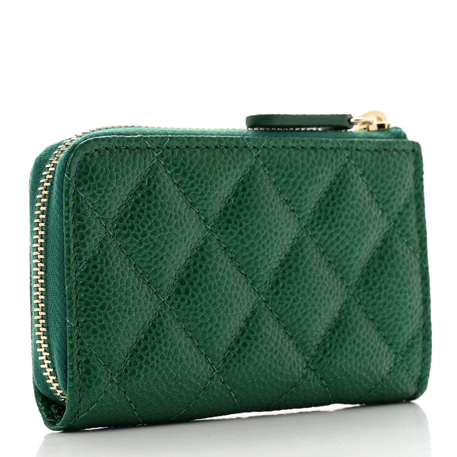 Chanel Iridescent Caviar Quilted Zipped Key Holder Case Green 3 of 8