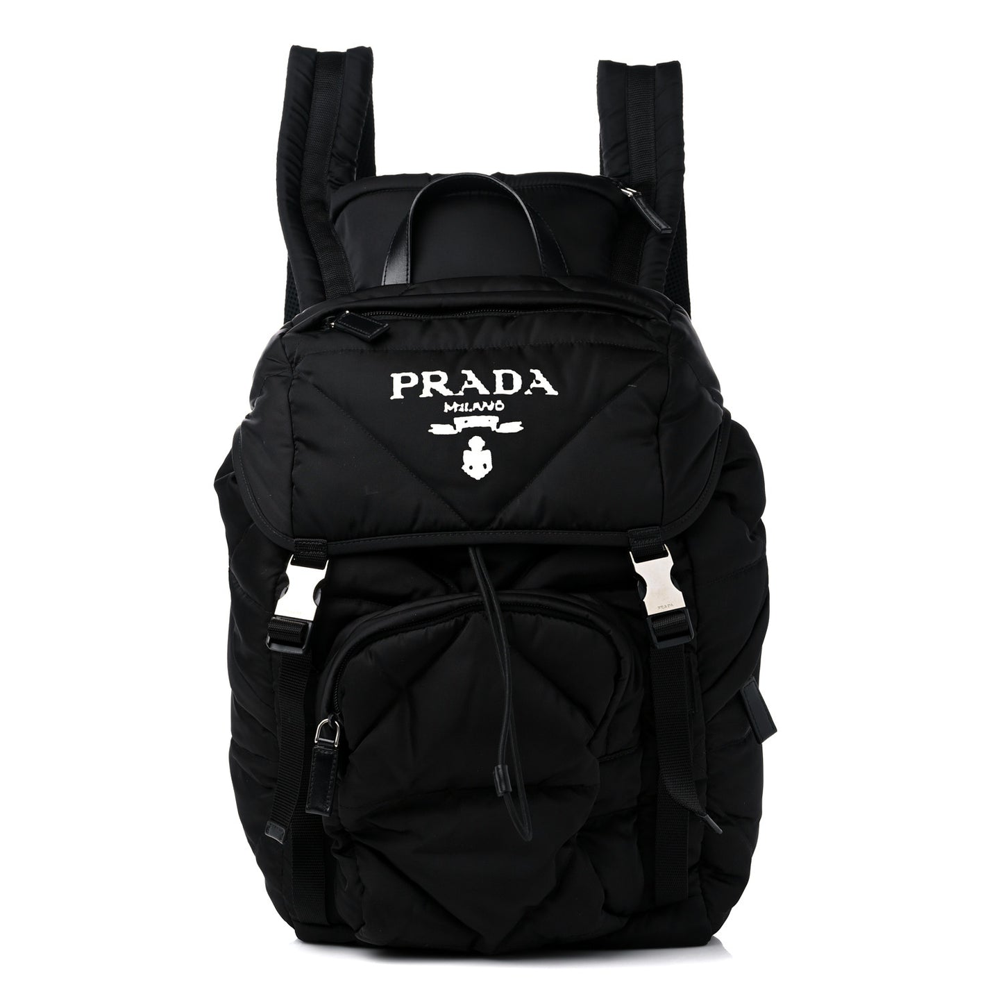 Re-Nylon Men's Padded Logo Backpack With Hood Black