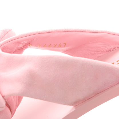Chanel Suede Pearl Camellia Thong Sandals 37 Light Pink 9 of 10