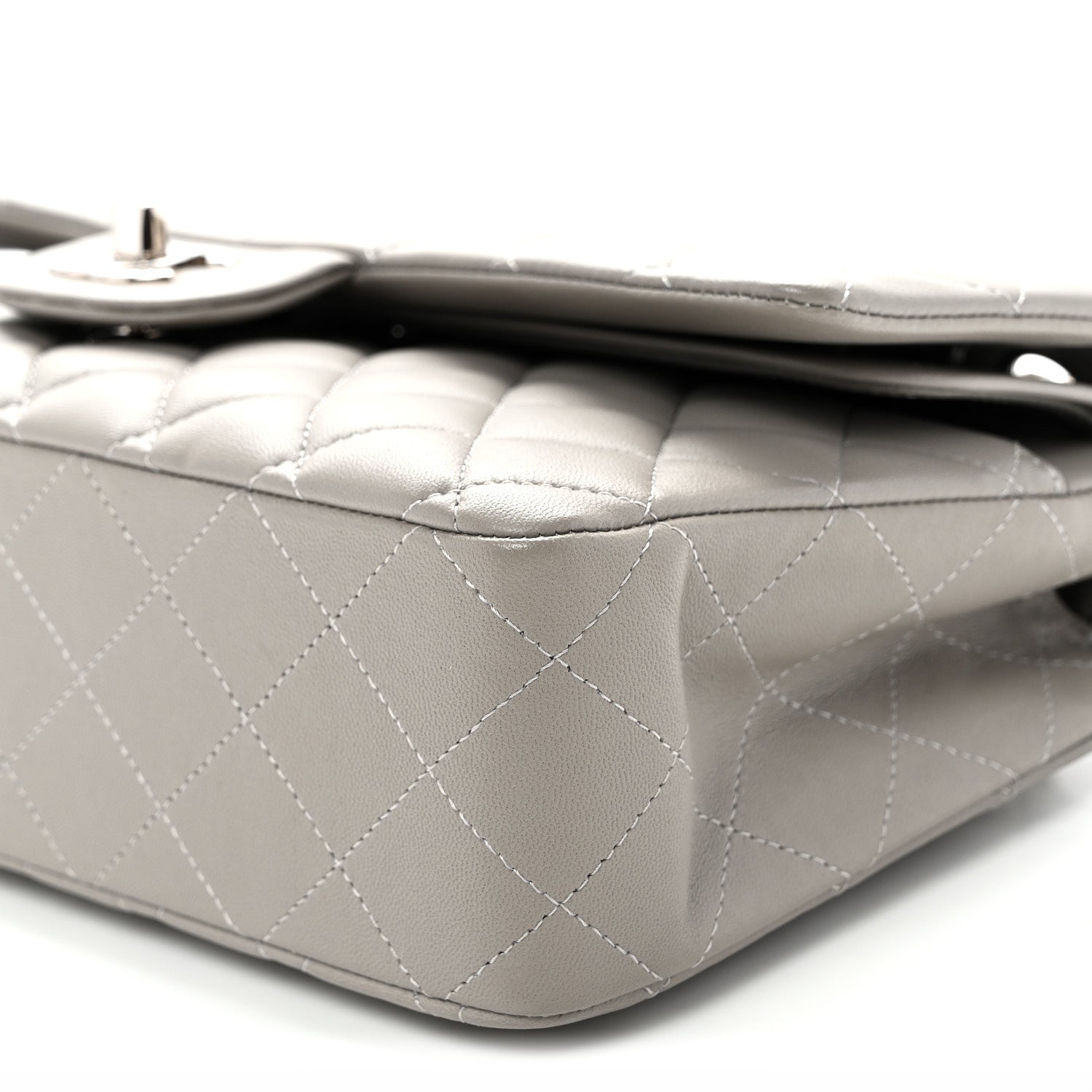 Chanel Lambskin Quilted Medium Double Flap Grey 1886967 – FASHIONPHILE