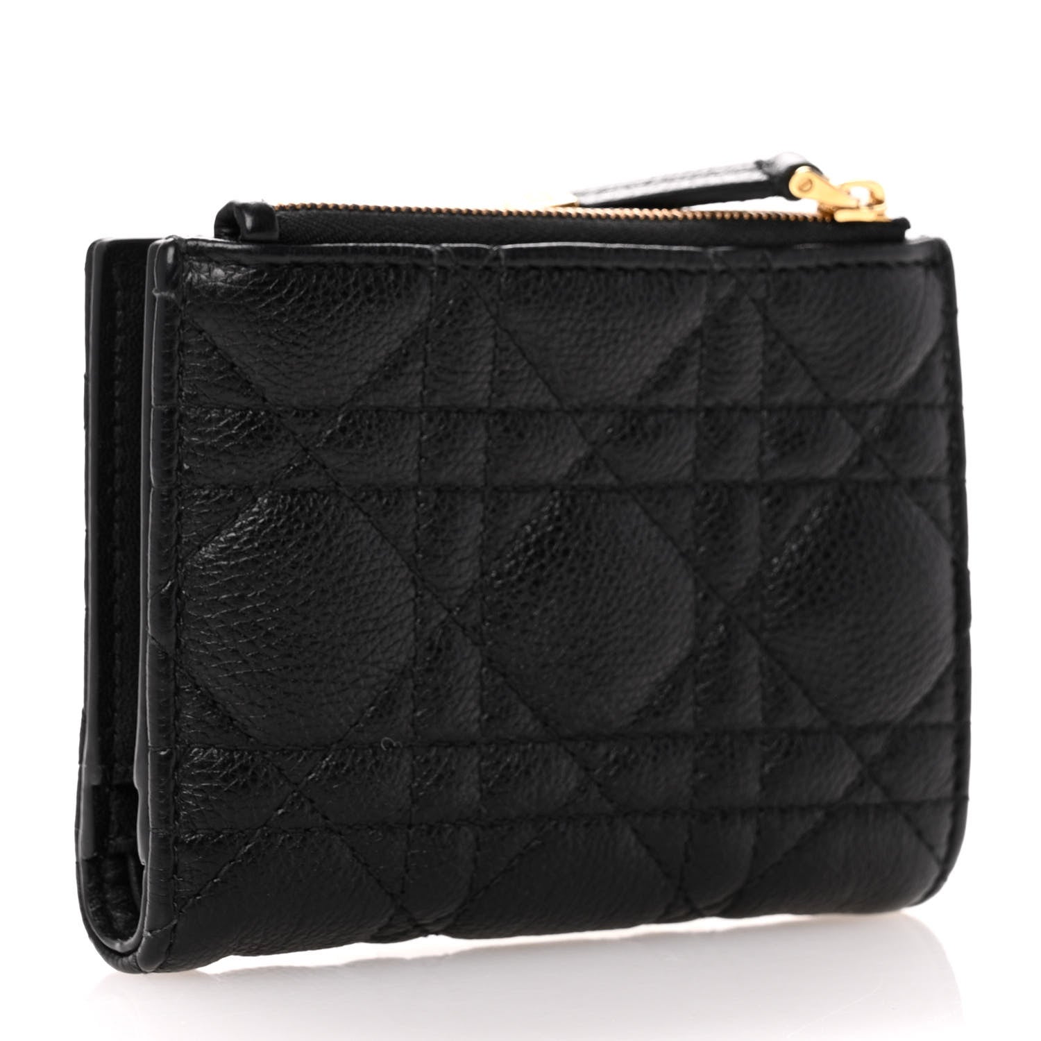 Christian Dior Grained Calfskin Supple Cannage Caro Dahlia Wallet Black 3 of 11
