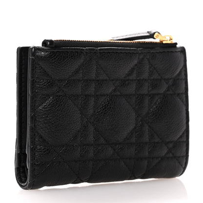 Christian Dior Grained Calfskin Supple Cannage Caro Dahlia Wallet Black 3 of 11