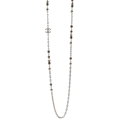 Chanel Beaded Star CC Long Necklace Green Gold 1 of 6