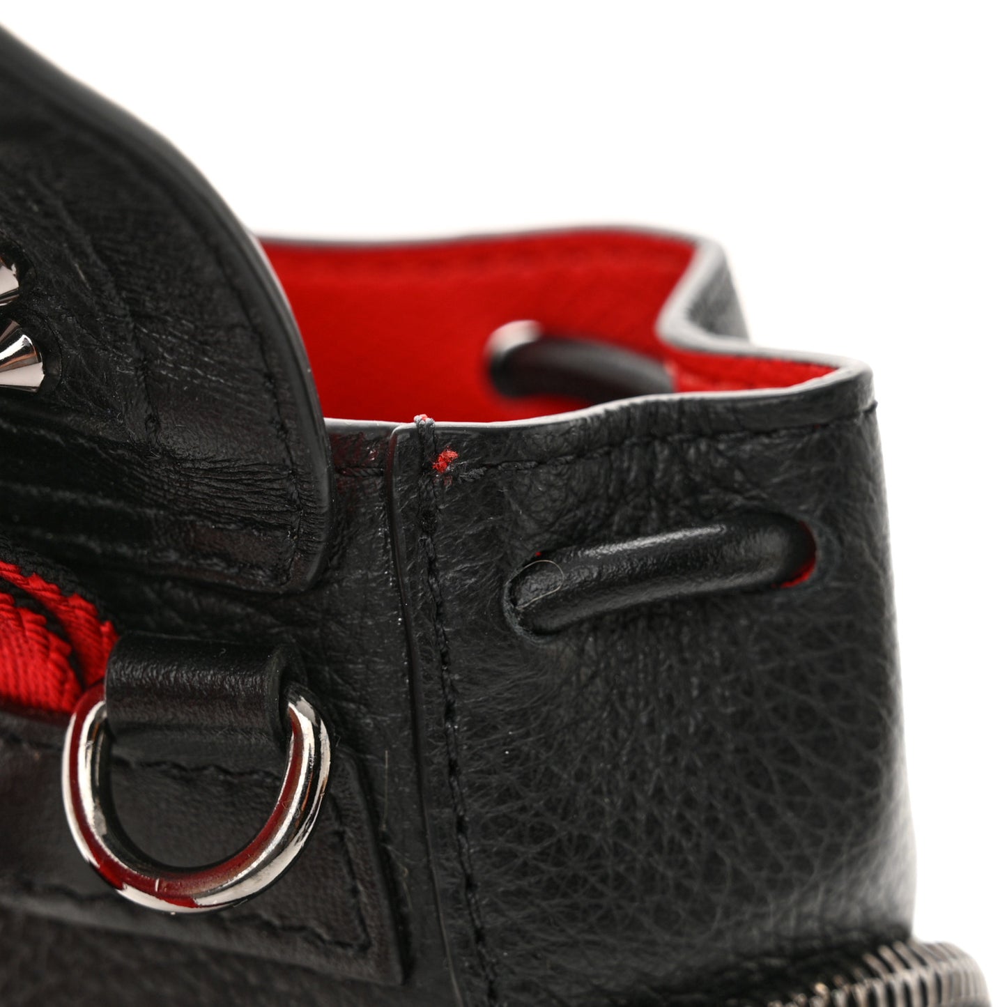 Calfskin Spiked Mini Explorafunk Keyring Bag Black