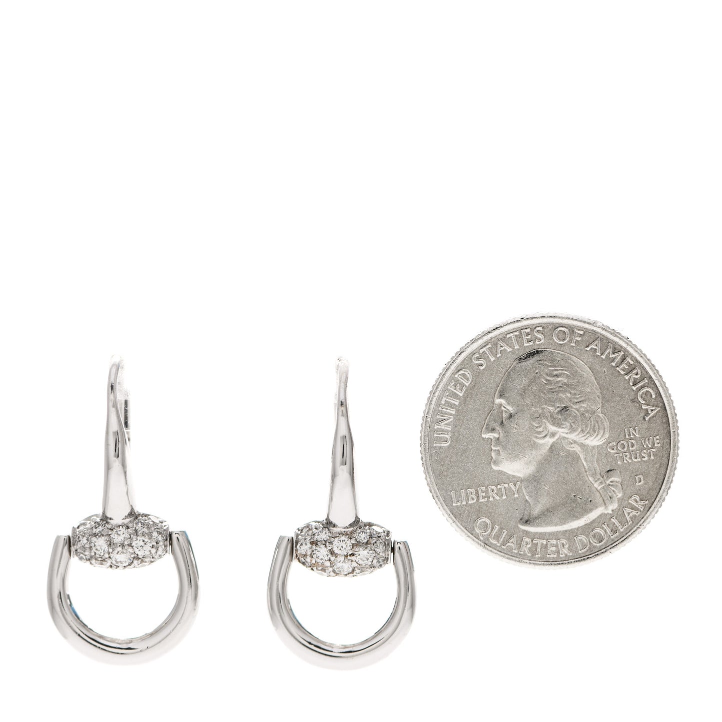 18K White Gold Diamond Horsebit Drop Earrings