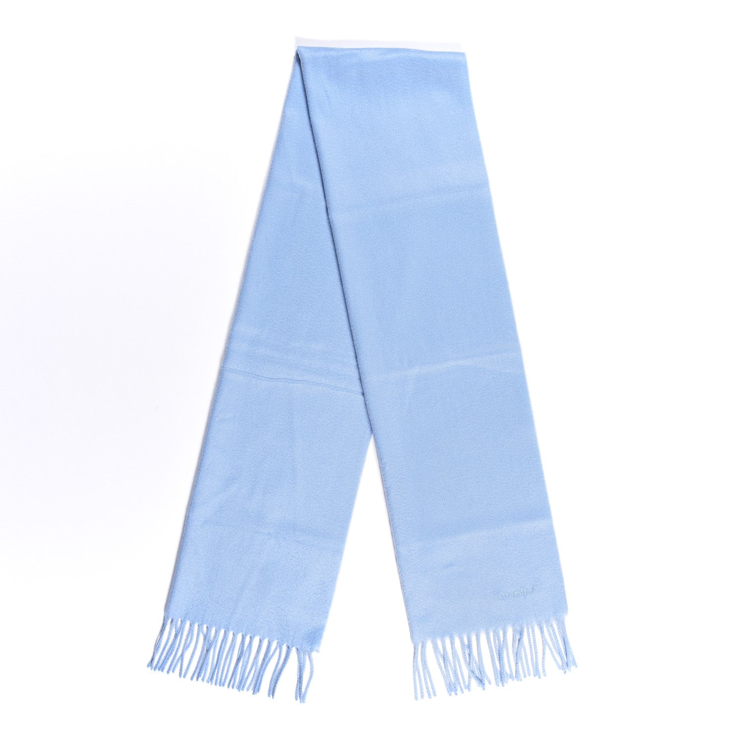 Hermes Cashmere Fringe Scarf Bleu 2 of 3