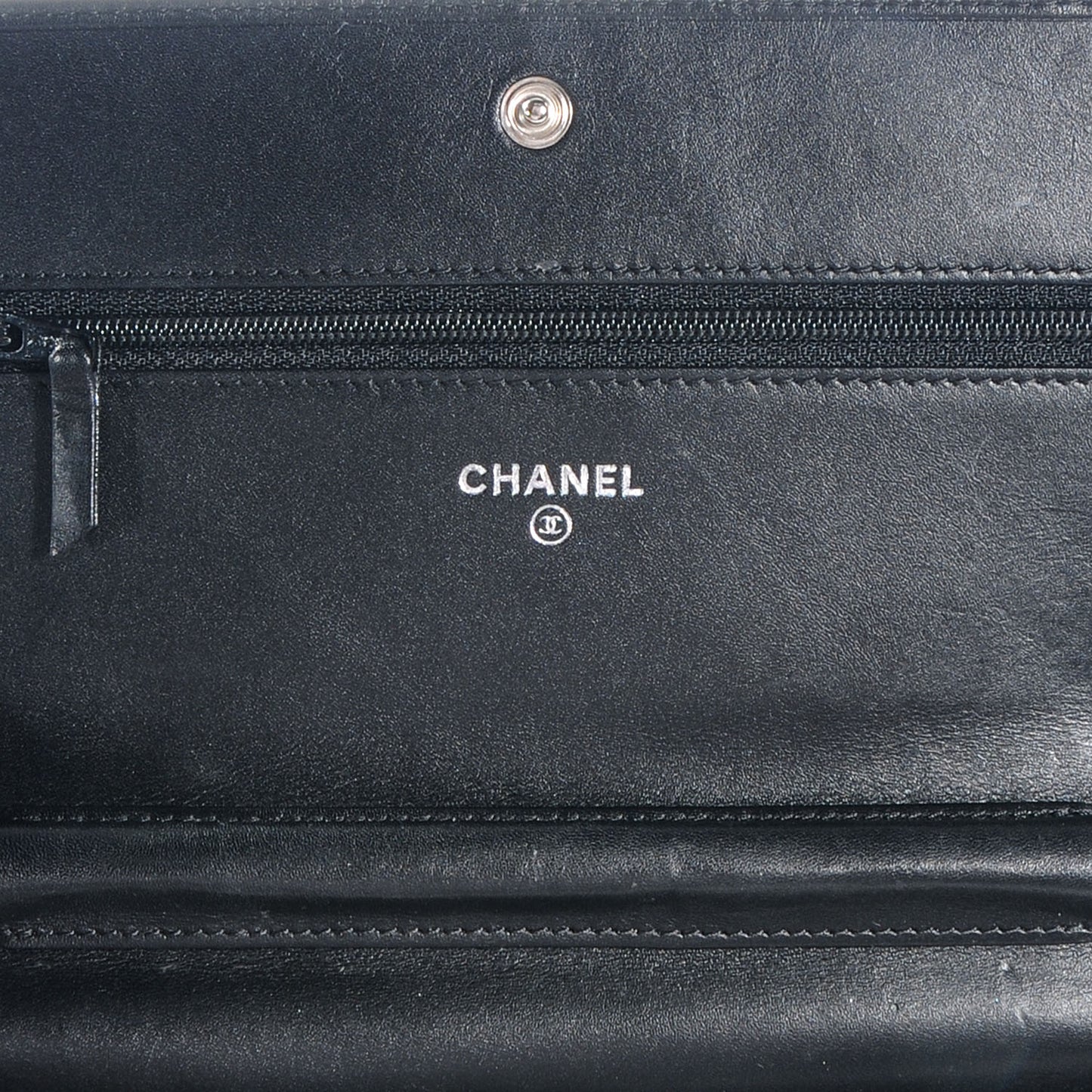 Calfskin Quilted Cambon Wallet On Chain WOC Black