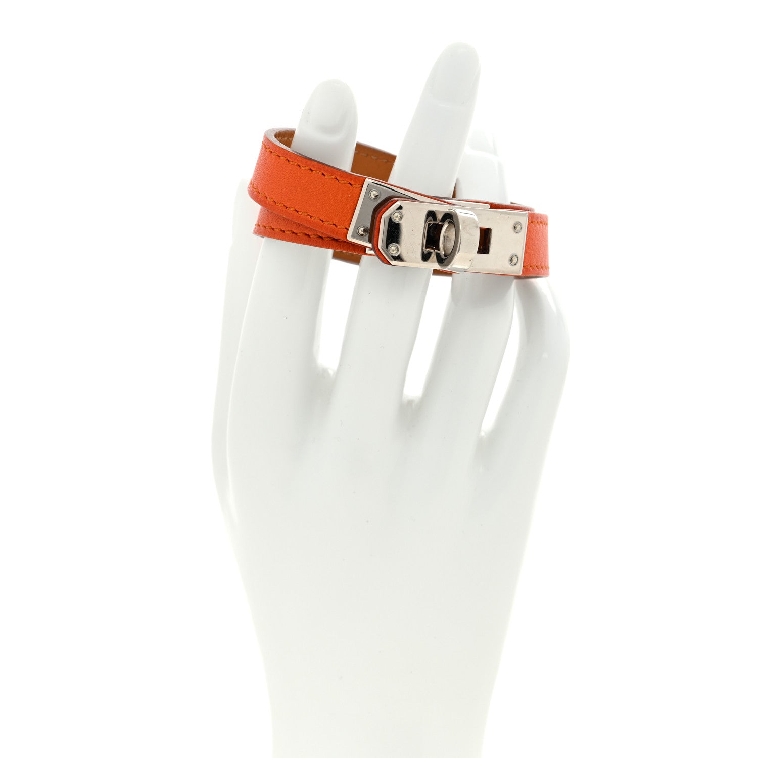 Hermes Epsom Kelly Double Tour Bracelet S Orange 2 of 4
