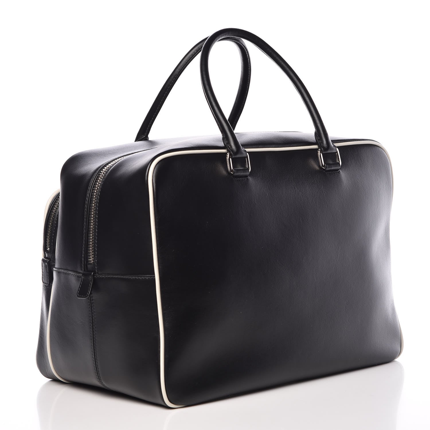 Prada Vitello Bicolor Bowler Black Talco 3 of 10
