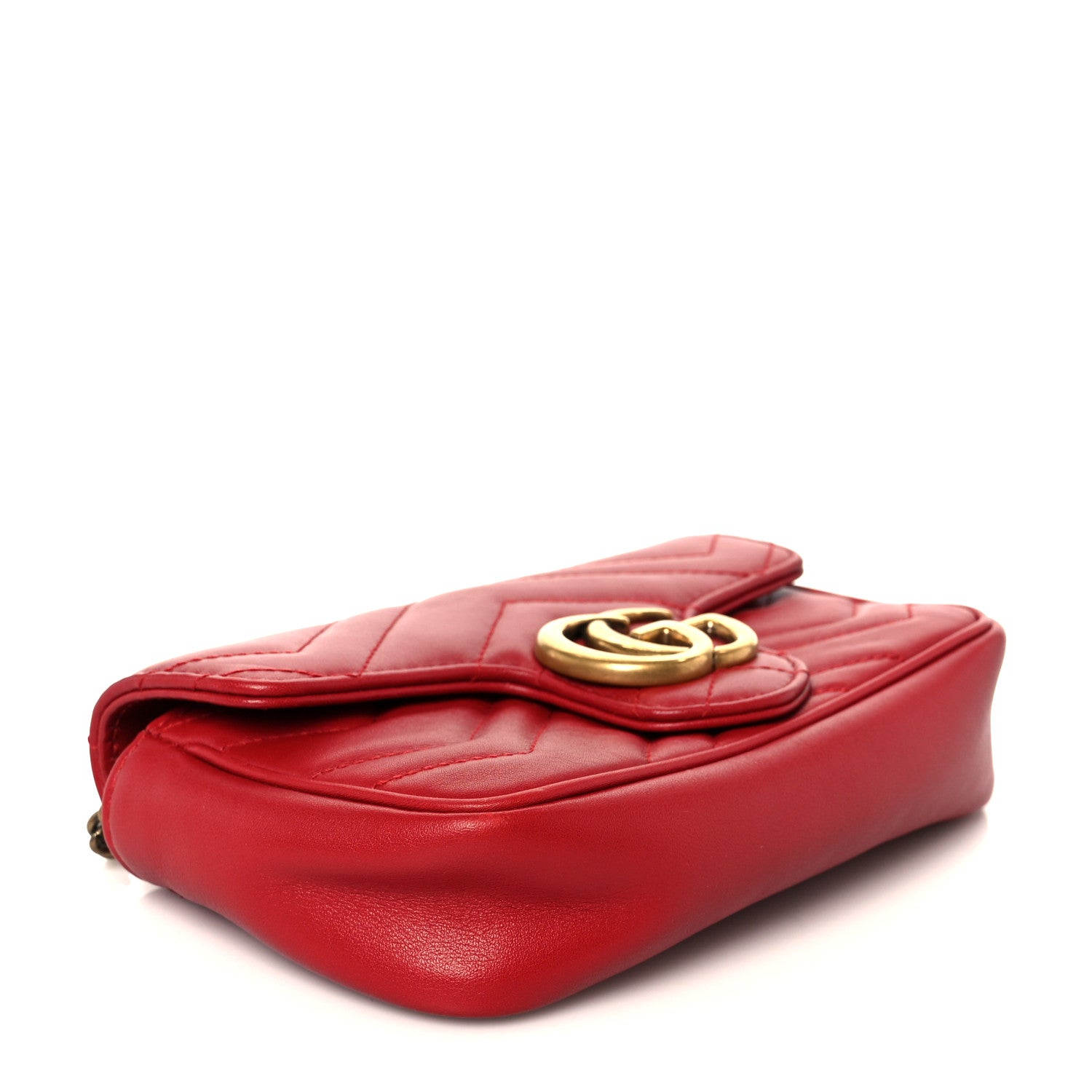 Gucci Calfskin Matelasse Super Mini GG Marmont Shoulder Bag Hibiscus Red 4 of 10