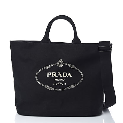 Prada Canapa Logo Bucket Tote Black 3 of 12
