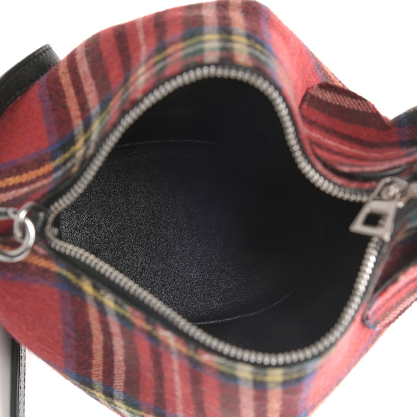 Wool Calfskin Mini Elephant Crossbody Bag Red Tartan