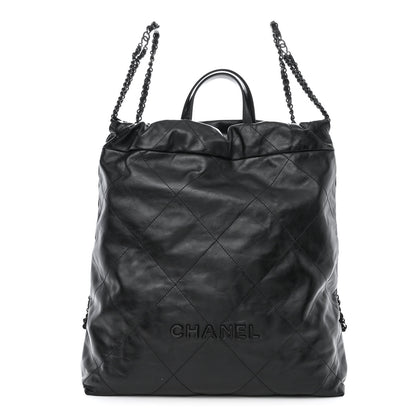 Chanel Shiny Calfskin Quilted Chanel 22 Backpack So Black 1 of 10