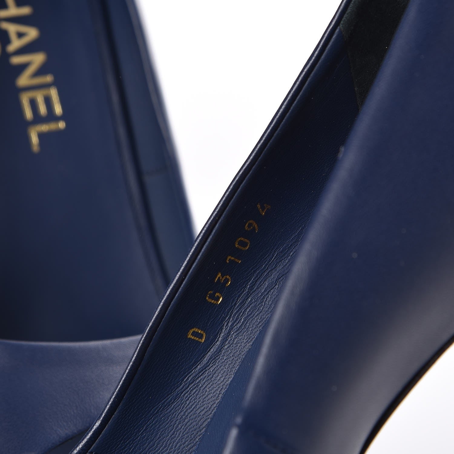Chanel Lambskin Pearl Peep Toe Pumps 38 Navy 8 of 9