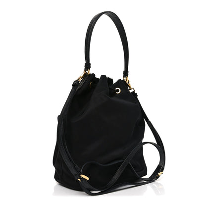 Prada Saffiano Tessuto Nylon Mini Bucket Crossbody Bag Black 3 of 9