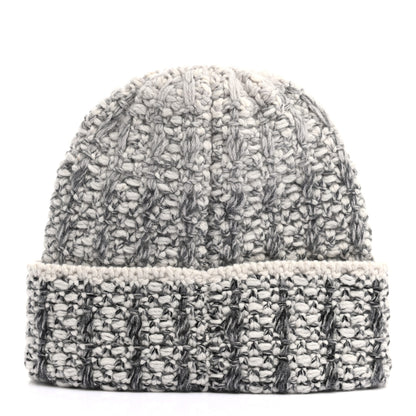 Chanel Cashmere Logo Beanie Hat Light Beige Black Grey 3 of 5