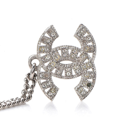 Chanel Crystal Timeless CC Necklace Silver 6 of 9