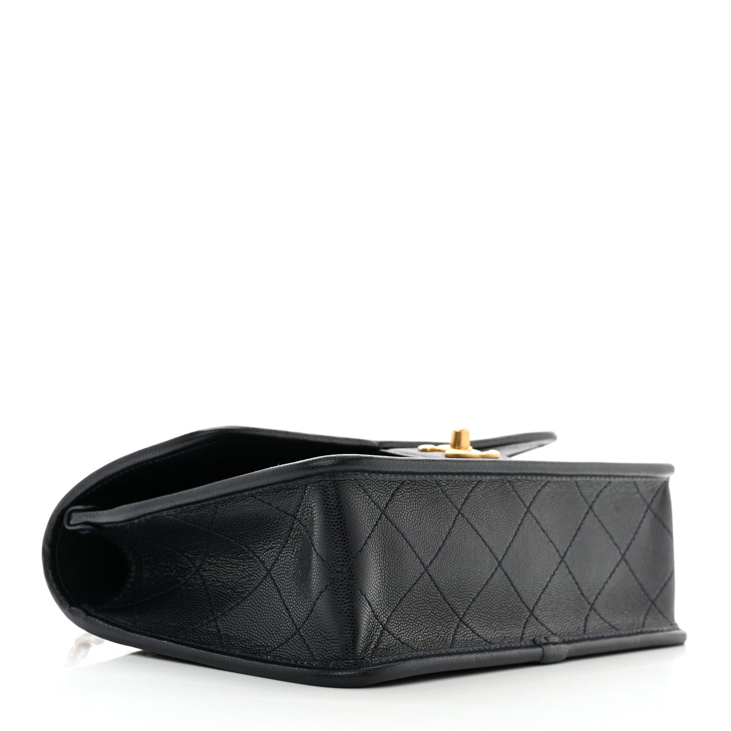 Caviar Quilted Small School Memory Top Handle Flap Navy