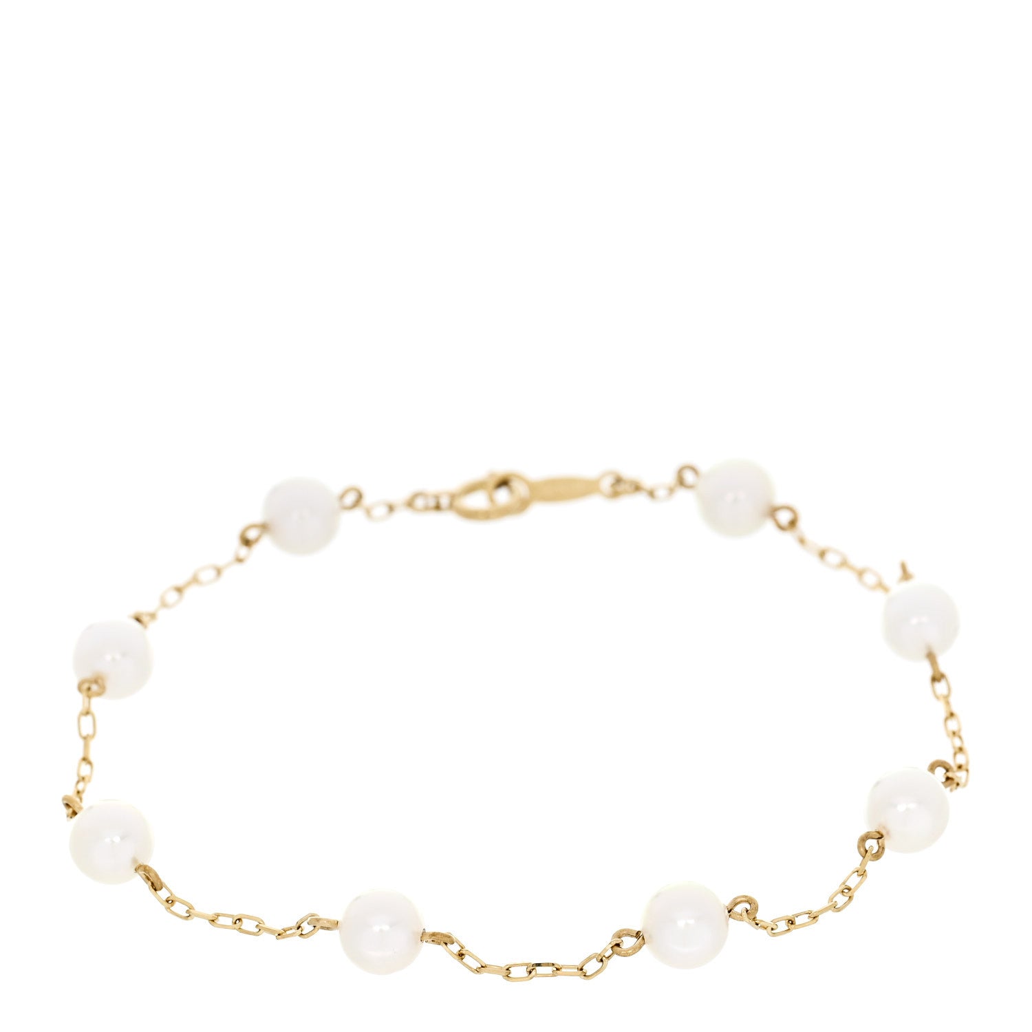 Mikimoto 18K Yellow Gold Akoya Cultured Pearl 5-5.5mm Station Bracelet 1 of 4