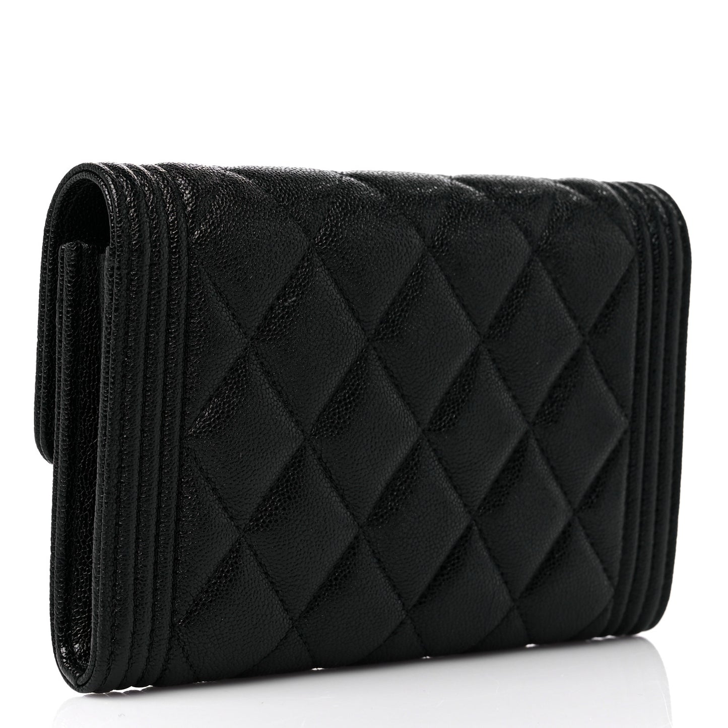 Caviar Quilted Medium Boy Flap Wallet Black