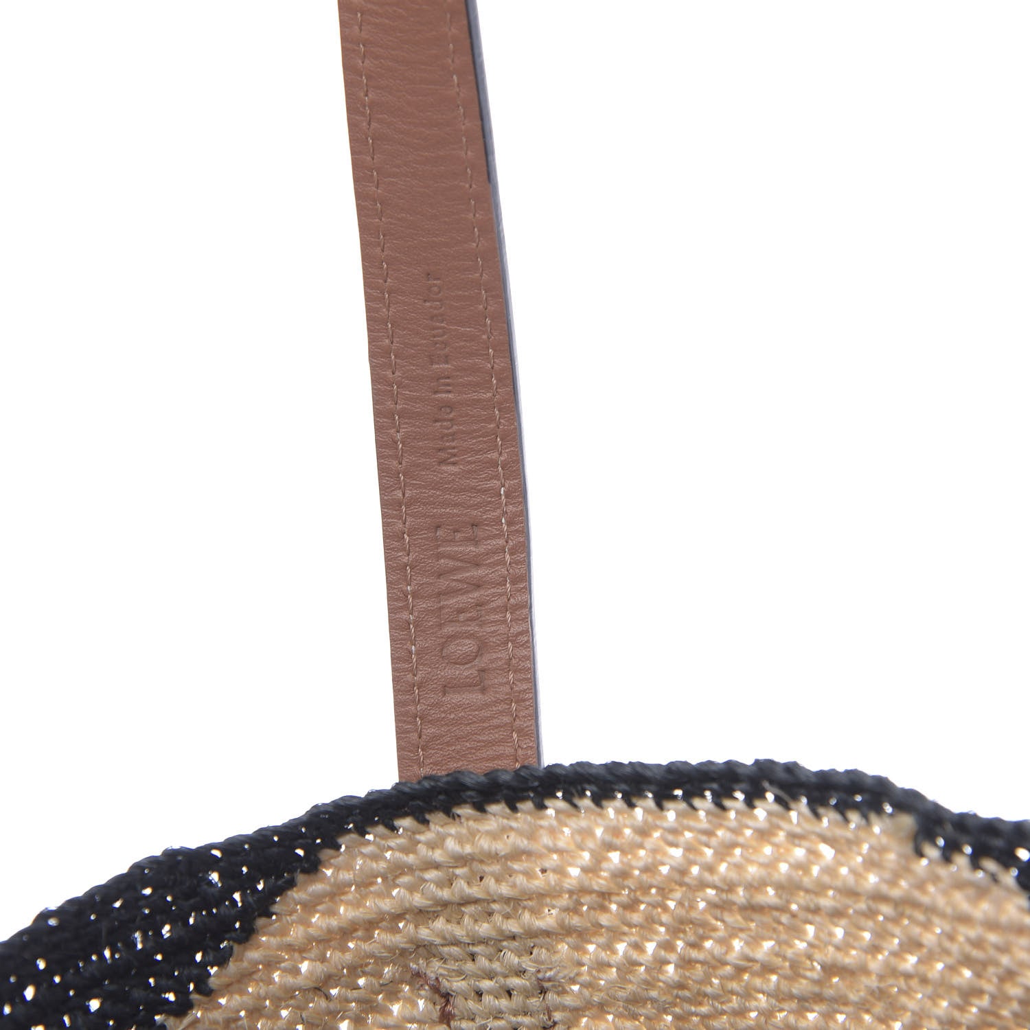 Loewe Sisal Calfskin Paula's Ibiza Shigra Tote Bag Black Beige Tan 6 of 9