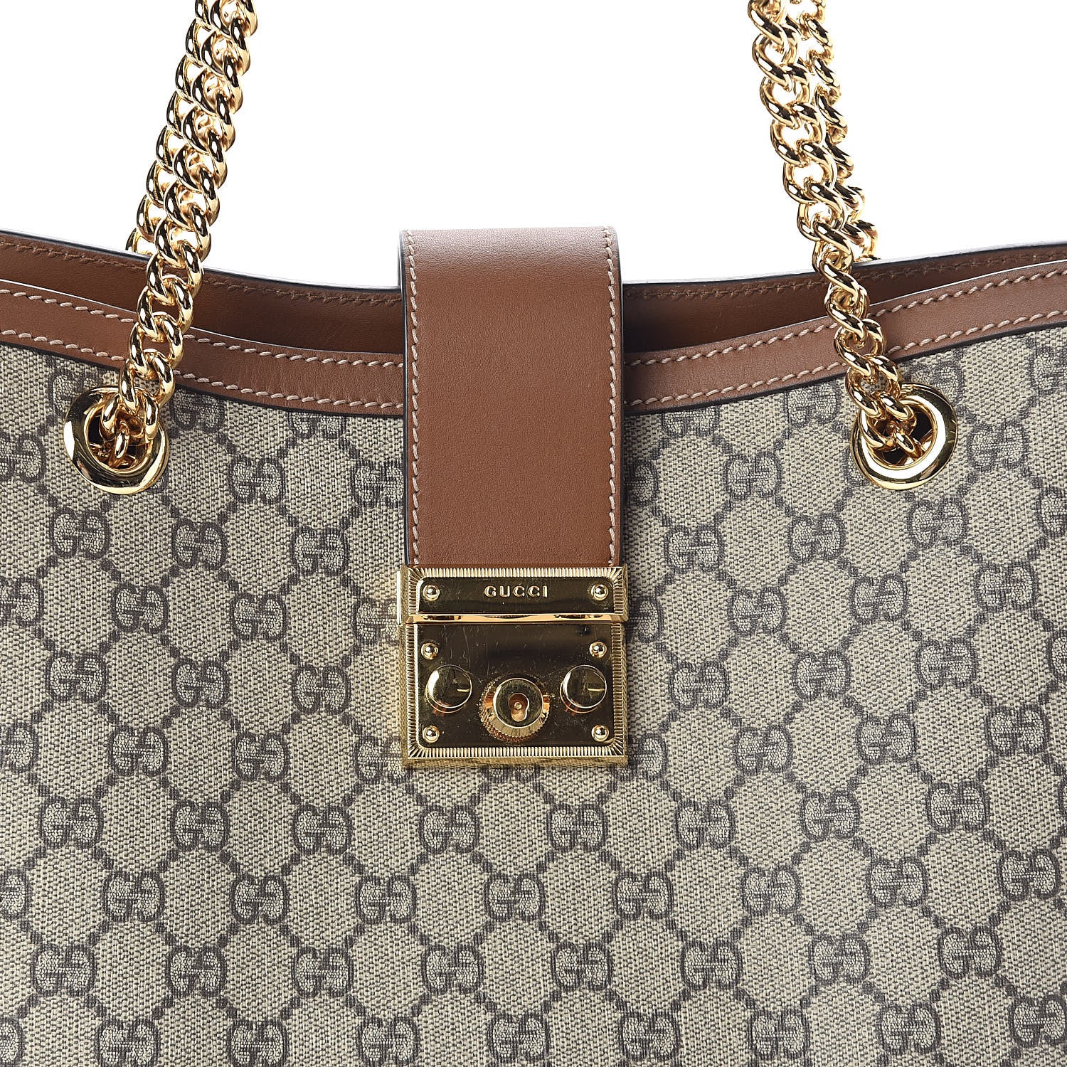 Gucci GG Supreme Monogram Medium Padlock Tote Beige Cuir 8 of 10