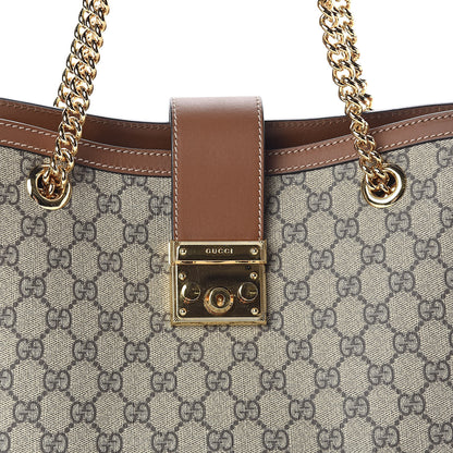 Gucci GG Supreme Monogram Medium Padlock Tote Beige Cuir 8 of 10