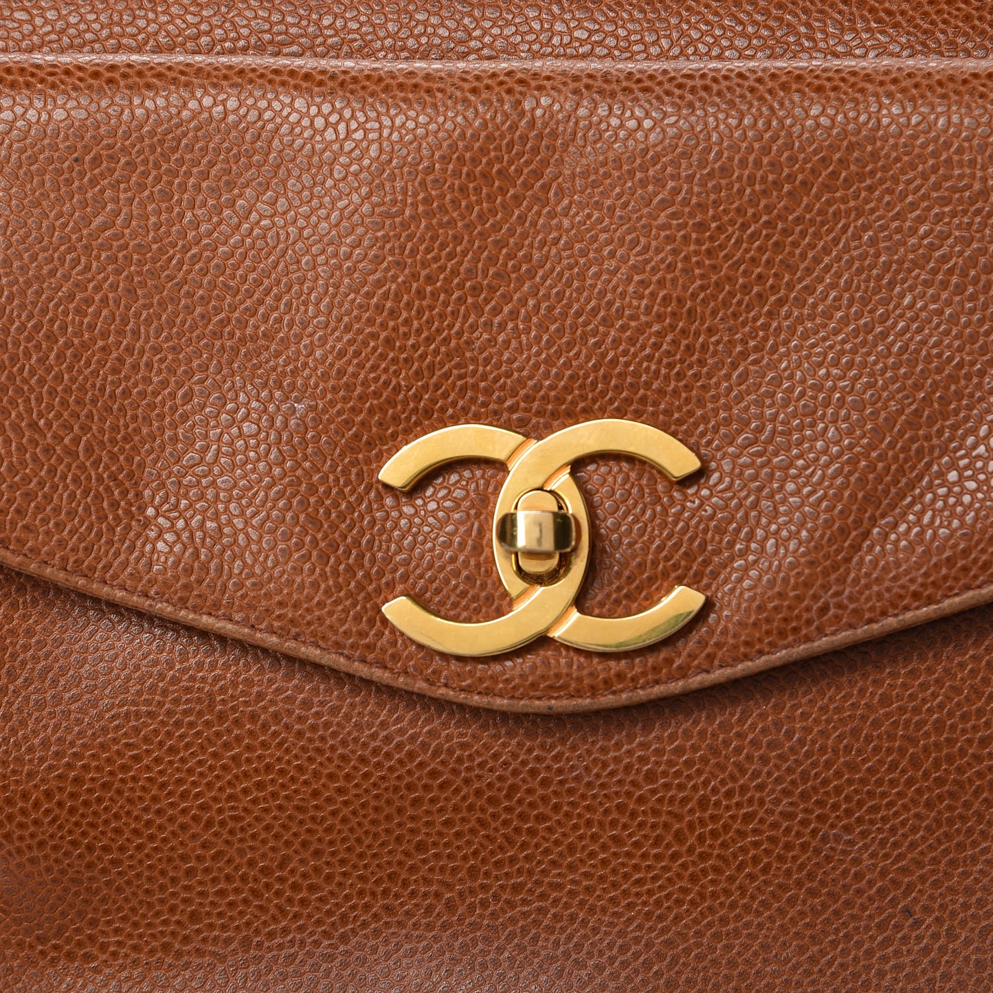 Caviar Flap Shoulder Bag Brown