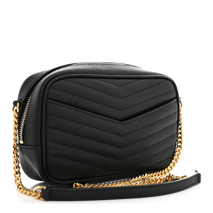 Saint Laurent Grain De Poudre Matelasse Monogram Mini Lou Camera Bag Black 3 of 10